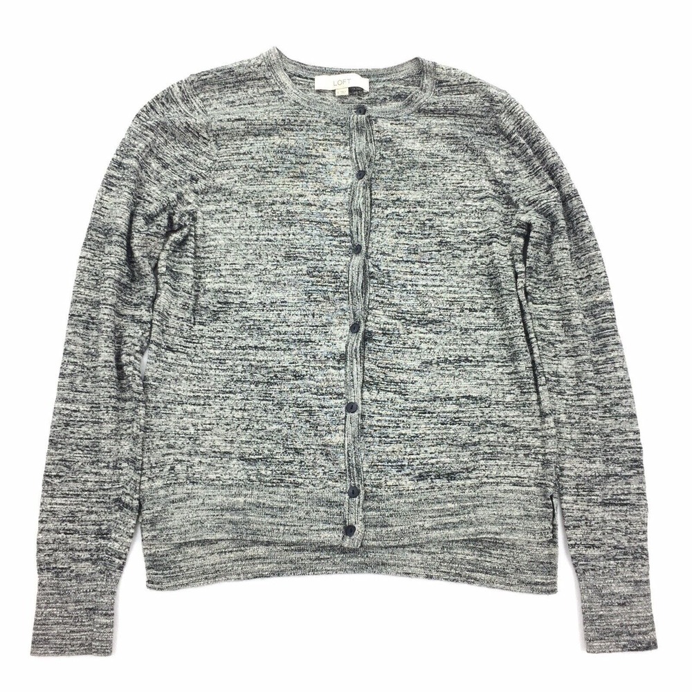 Loft Ann Taylor Sweater Cardigan Size Small Womens Light Gray Button Down S